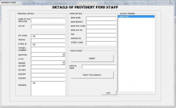 Software for Provident Fund